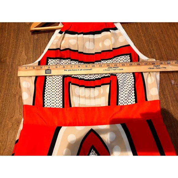 Eliza J Halter Maxi Dress Geometric Print Orange Beige Size 14 Wedding Resort - Picture 8 of 8